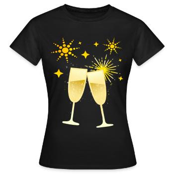 À votre santé! Coupes de avec feux d’artifice - T-shirt Femme - noir - Devant - AI Model Female 172 dark (172cm)