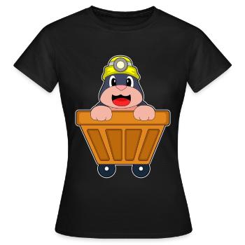 Taupe Miner Casque Minier Exploitation minière - T-shirt Femme - noir - Devant - AI Model Female 172 dark (172cm)