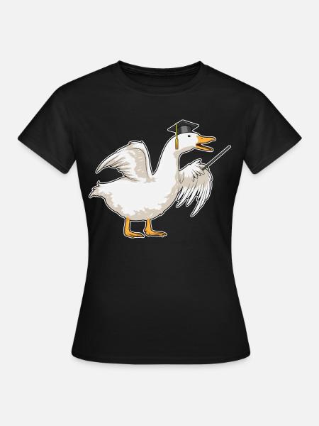 Ente Lehrer Zeigestab Schule - Frauen T-Shirt - Schwarz