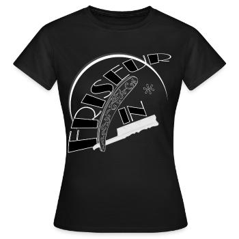 Hairdresser Razor Salon black white - Women's T-Shirt - black - Front - AI Model Female 172 dark (172cm)