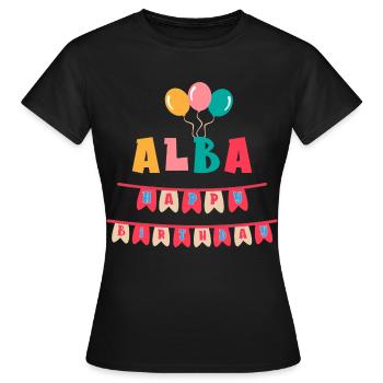 T-shirt Alba joyeux anniversaire joyeux anniversaire - T-shirt Femme - noir - Devant - AI Model Female 172 dark (172cm)