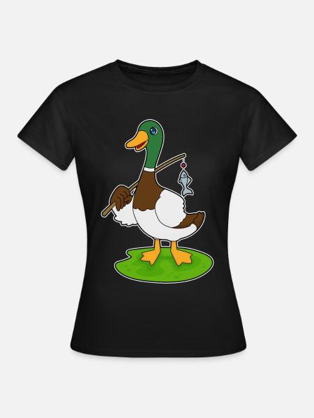 Ente Angler Fisch Angeln - Frauen T-Shirt - Schwarz