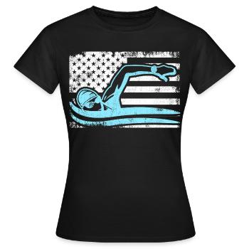 Patriotischer Schwimmer - Frauen T-Shirt - Schwarz - Vorne - AI Model Female 172 dark (172cm)