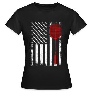 Patriotischer Badmintonspieler - Frauen T-Shirt - Schwarz - Vorne - AI Model Female 172 dark (172cm)