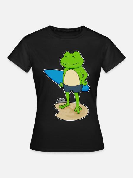 Frosch Surfen Surfbrett Sommer - Frauen T-Shirt - Schwarz