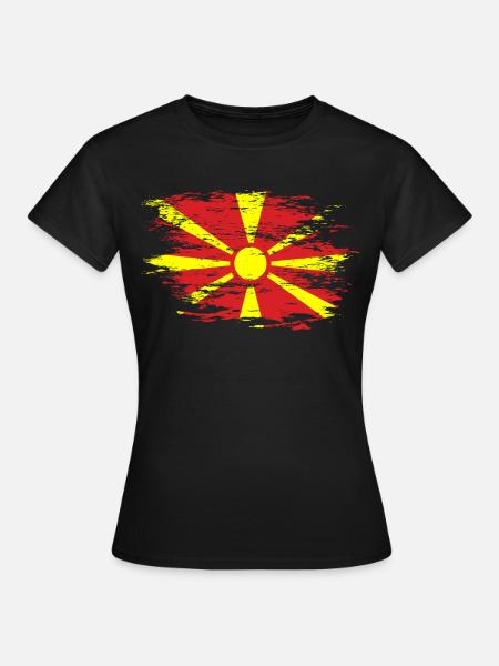 Mazedonien Flagge used - Frauen T-Shirt - Schwarz