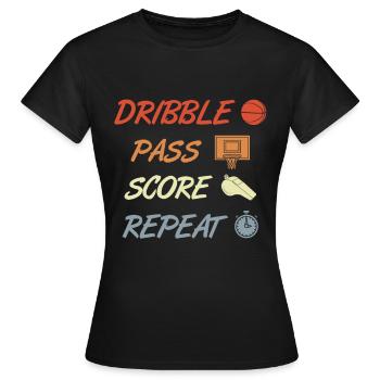 Dribble Pass Score Répétition - T-shirt Femme - noir - Devant - AI Model Female 172 dark (172cm)
