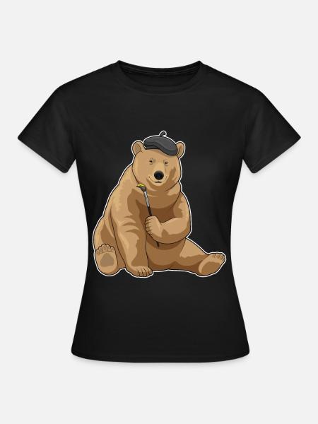 Bär Maler Pinsel Malen - Frauen T-Shirt - Schwarz