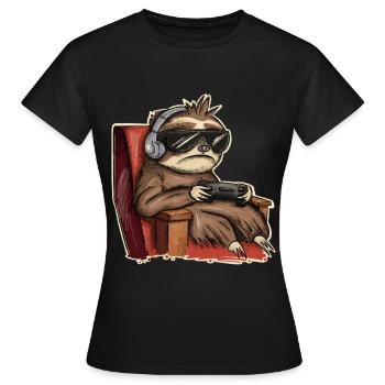 Joueur de jeu paresseux - T-shirt Femme - noir - Devant - AI Model Female 172 dark (172cm)