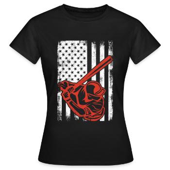 Patriotischer Baseballspieler - Frauen T-Shirt - Schwarz - Vorne - AI Model Female 172 dark (172cm)