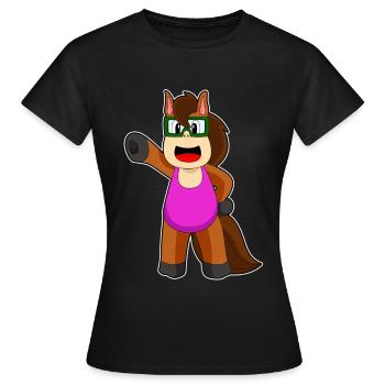 Pferd Schwimmen Badeanzug Sommer - Frauen T-Shirt - Schwarz - Vorne - AI Model Female 172 dark (172cm)