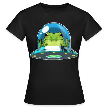 Frog Spaceship Space - T-shirt Femme - noir - Devant - AI Model Female 172 dark (172cm)