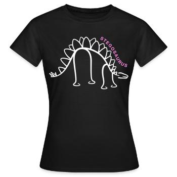 Dinosaure Stegosaurus Dino Line Graphique - T-shirt Femme - noir - Devant - AI Model Female 172 dark (172cm)