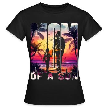 Mother with a son Mother's Day Beach Mama Child - Women's T-Shirt - black - Front - AI Model Female 172 dark (172cm)