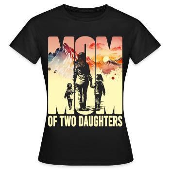 Mother with two daughters Mother's Day Mountains Mama Child - Women's T-Shirt - black - Front - AI Model Female 172 dark (172cm)