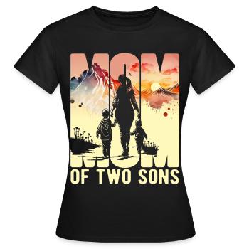 Mother with two sons Mother's Day Mountains Mama Child - Women's T-Shirt - black - Front - AI Model Female 172 dark (172cm)