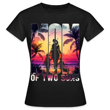 Mother with two sons Mother's Day Beach Mama Child - Women's T-Shirt - black - Front - AI Model Female 172 dark (172cm)