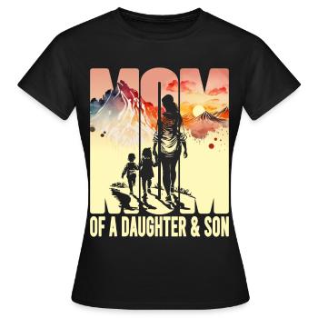 Mother with daughter Son Mother's Day Mountains Mama child - Women's T-Shirt - black - Front - AI Model Female 172 dark (172cm)