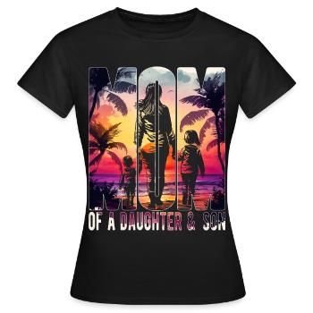 Mother with daughter Son Mother's Day Beach Mama Child - Women's T-Shirt - black - Front - AI Model Female 172 dark (172cm)