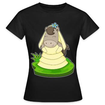 Pferd Braut Schleier Hochzeit - Frauen T-Shirt - Schwarz - Vorne - AI Model Female 172 dark (172cm)