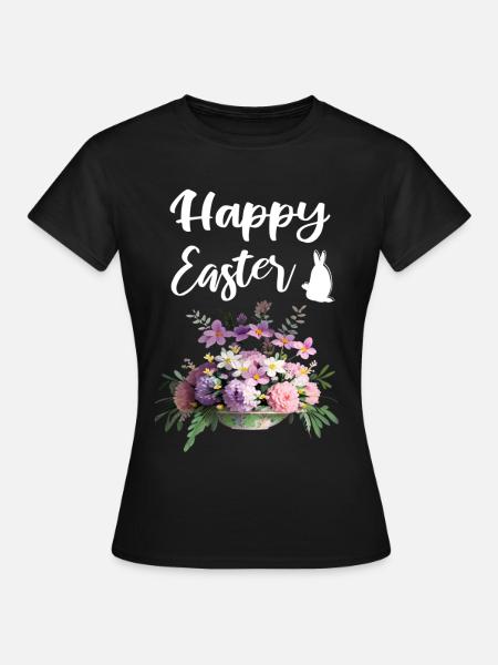 Frohe Oster Blumen Blumenstrauß - Frauen T-Shirt - Schwarz