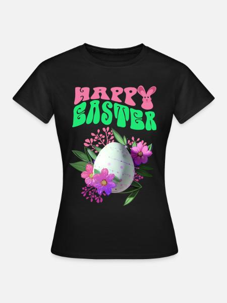Frohe Ostern Osterei Blumenkunst - Frauen T-Shirt - Schwarz