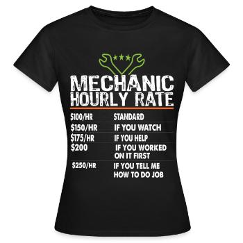 Mécanicien taux horaire Mécanicien Travailleurs de la mécanique Taux de main-d’œuvre - T-shirt Femme - noir - Devant - AI Model Female 172 dark (172cm)