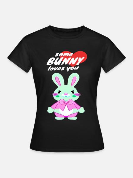 süßes Osterbunny mit Liebesbotschaft - Frauen T-Shirt - Schwarz