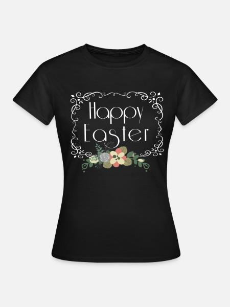 Happy Easter Floral - Frauen T-Shirt - Schwarz