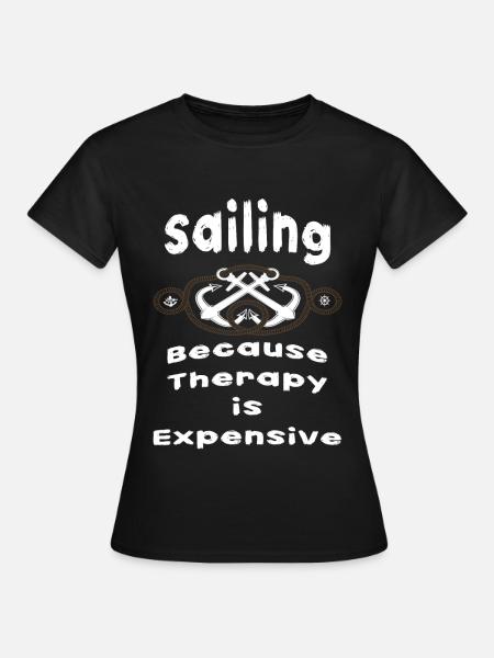 "Sailing Therapy" T-Shirt - Frauen T-Shirt - Schwarz