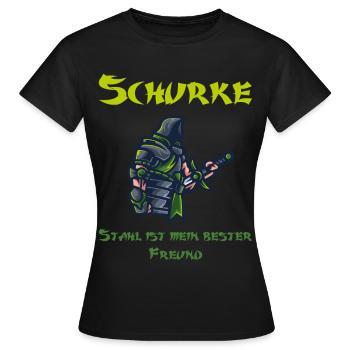 Stahl trifft auf Schatten | Das Schurken-Design - Frauen T-Shirt - Schwarz - Vorne - AI Model Female 172 dark (172cm)