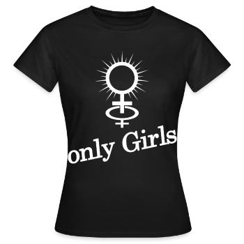 seulement pour les femmes - Maîtresse lesbienne - T-shirt Femme - noir - Devant - AI Model Female 172 dark (172cm)
