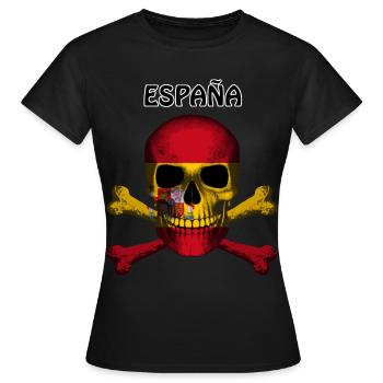 Crâne Jolly Roger Pirate Flag Espana R6Z - T-shirt Femme - noir - Devant - AI Model Female 172 dark (172cm)
