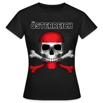 Skull Jolly Roger Pirate Flag Oesterreich R6Z - Frauen T-Shirt - Schwarz - Vorne - AI Model Female 172 dark (172cm)