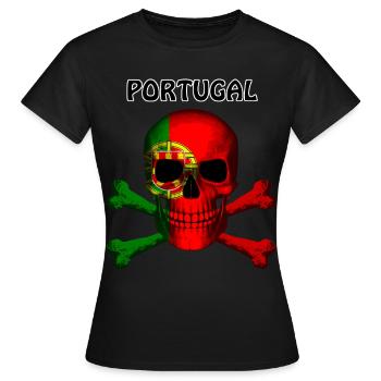 Crâne Jolly Roger Pirate Flag Portugal R6Z - T-shirt Femme - noir - Devant - AI Model Female 172 dark (172cm)