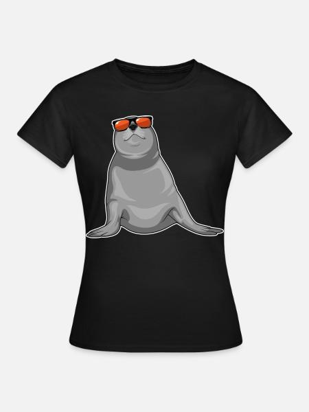 Seehund Sonnenbrille - Frauen T-Shirt - Schwarz