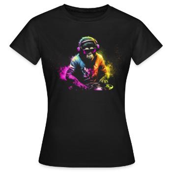DJ singe avec écouteurs et lunettes de soleil cadeau - T-shirt Femme - noir - Devant - AI Model Female 172 dark (172cm)