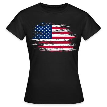 USA Flagge used - Frauen T-Shirt - Schwarz - Vorne - AI Model Female 172 dark (172cm)