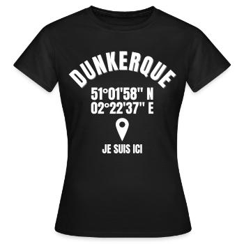 Dunkerque, Nord-Pas-De-Calais, Dunkerquois - T-shirt Femme - noir - Devant - AI Model Female 172 dark (172cm)