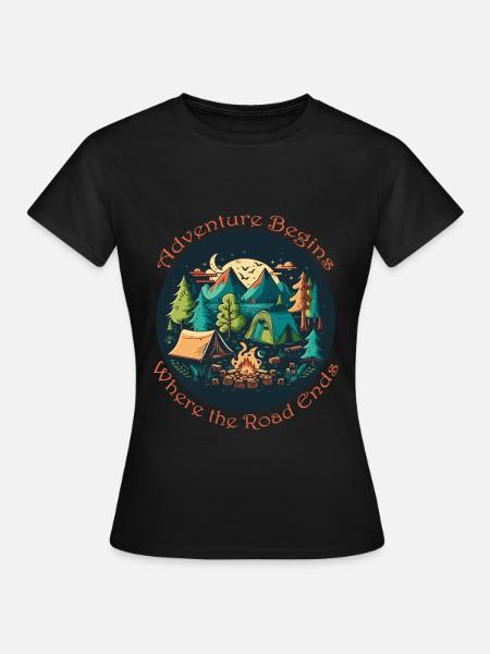 Abenteuer Beginnt Am Pfadende - Frauen T-Shirt - Schwarz