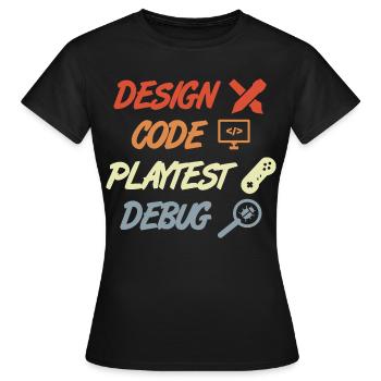 Spielentwicklung Prozess - Frauen T-Shirt - Schwarz - Vorne - AI Model Female 172 dark (172cm)