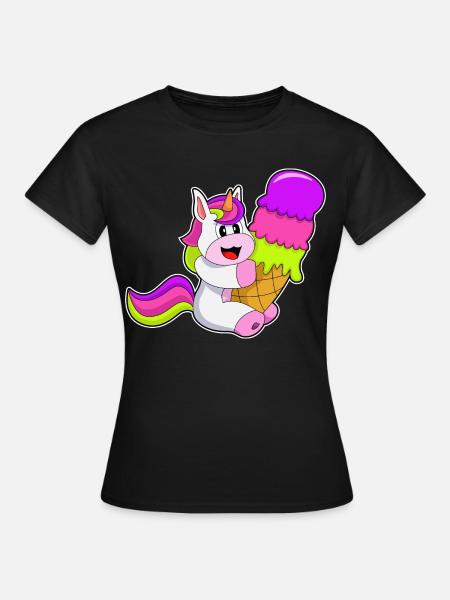 Einhorn Waffeleis - Frauen T-Shirt - Schwarz