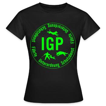 IGP Hundesport - rund, gruen - Frauen T-Shirt - Schwarz - Vorne - AI Model Female 172 dark (172cm)