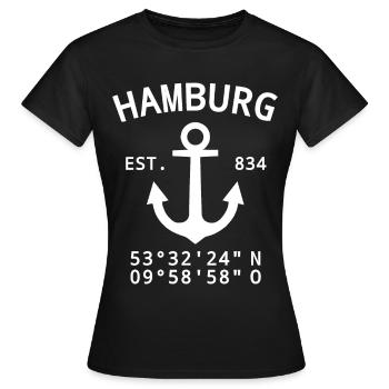 Hamburg Hafen - Frauen T-Shirt - Schwarz - Vorne - AI Model Female 172 dark (172cm)