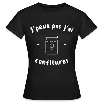J peux pas j ai confitures - T-shirt Femme - noir - Devant - AI Model Female 172 dark (172cm)
