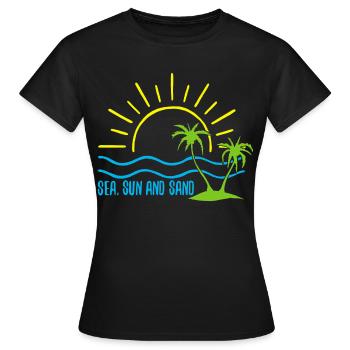Meer, Sonne und Sand - Frauen T-Shirt - Schwarz - Vorne - AI Model Female 172 dark (172cm)