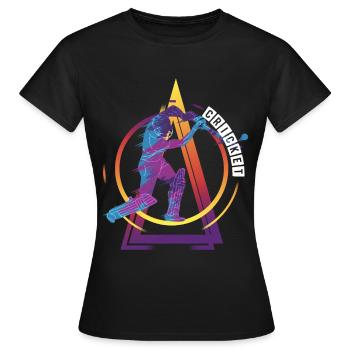 Cricket Cricketer Batsman Sport Vintage - Women's T-Shirt - black - Front - AI Model Female 172 dark (172cm)