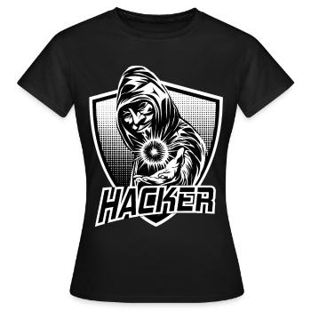 HACKER - Frauen T-Shirt - Schwarz - Vorne - AI Model Female 172 dark (172cm)