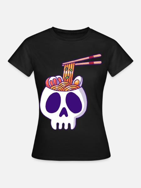 Schädel und Nudeln - Frauen T-Shirt - Schwarz