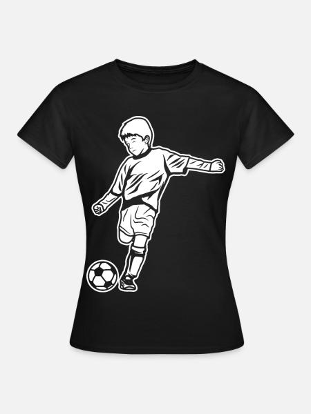 Fußball Junge Zeichnung - Frauen T-Shirt - Schwarz